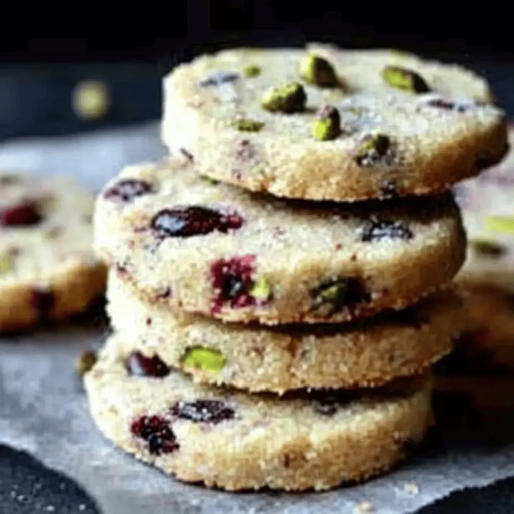 Cranberry Pistachio Shortbread Cookies