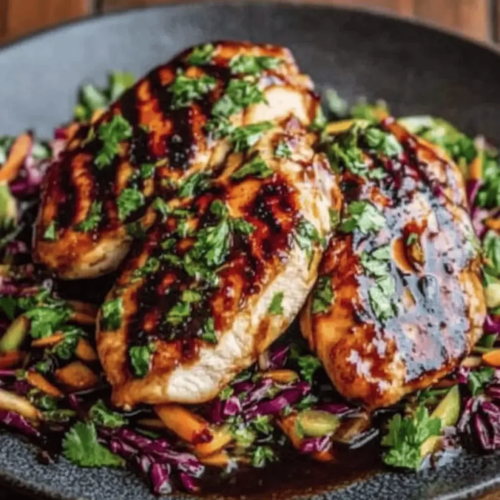 Sticky Apple Cider Chicken with Crisp Autumn Slaw